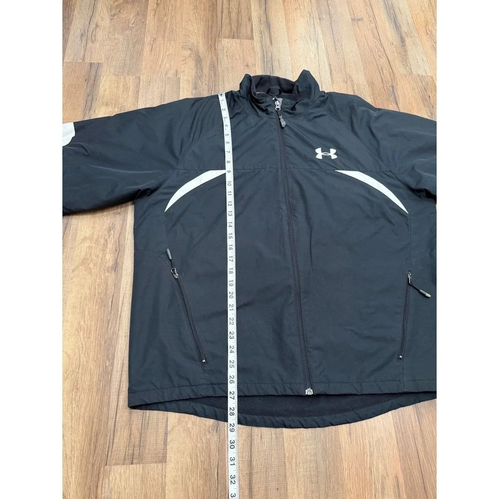 Under Armour Black Fleece Lined Full Zip Windbreaker Jacket Men's XL
